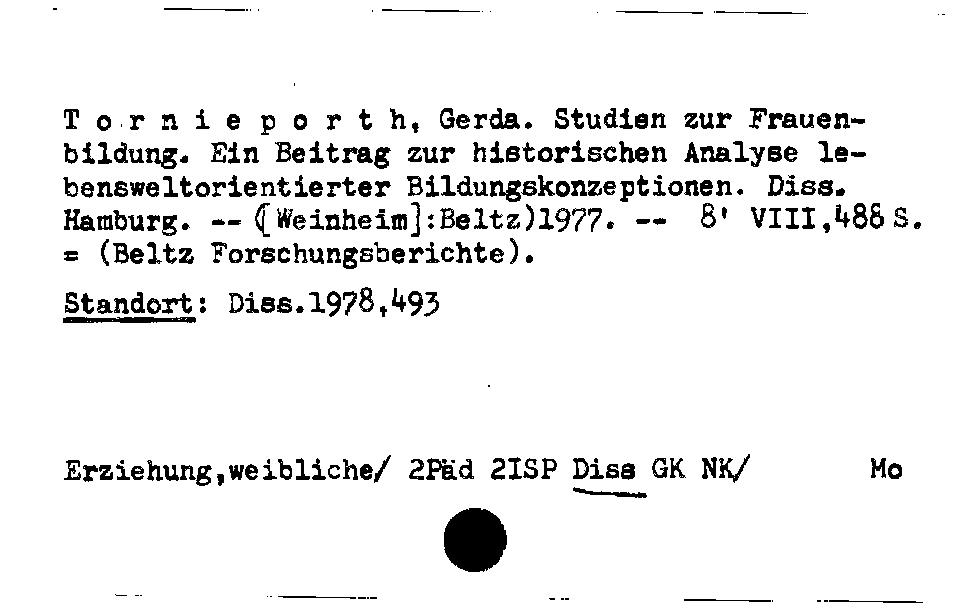 [Katalogkarte Dissertationenkatalog bis 1980]