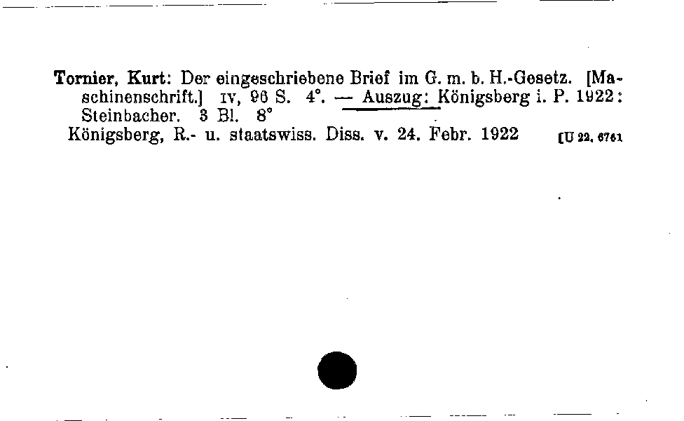 [Katalogkarte Dissertationenkatalog bis 1980]