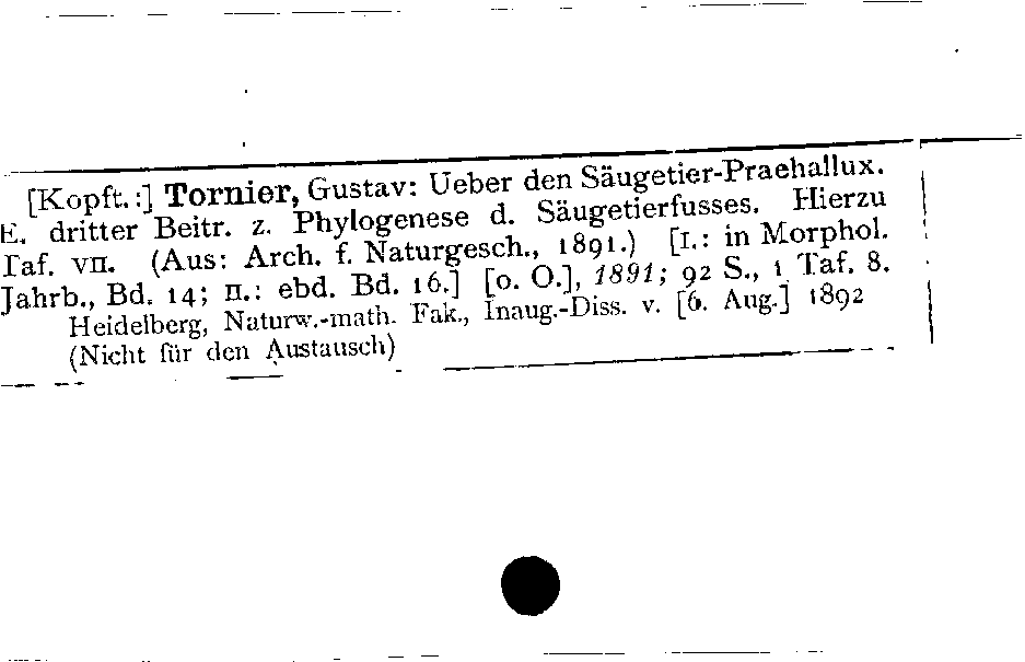 [Katalogkarte Dissertationenkatalog bis 1980]