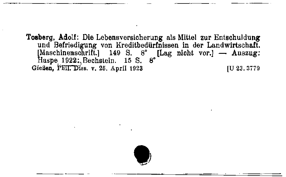 [Katalogkarte Dissertationenkatalog bis 1980]