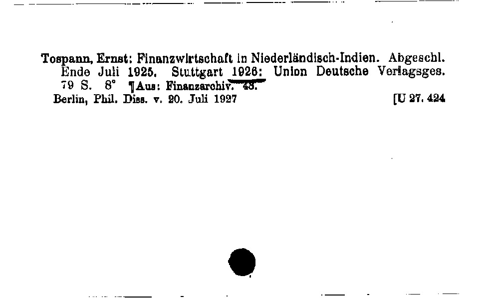 [Katalogkarte Dissertationenkatalog bis 1980]