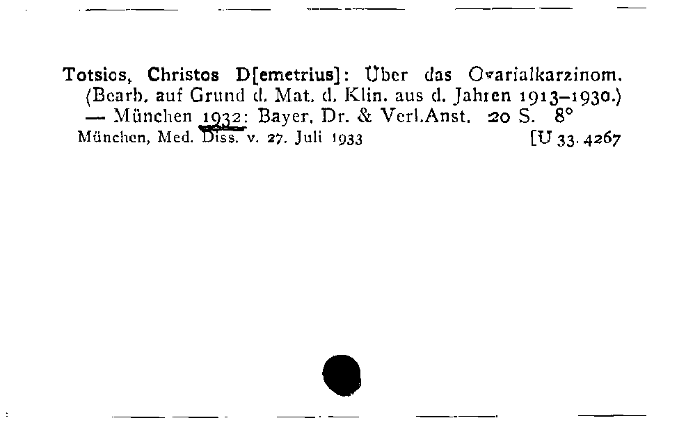 [Katalogkarte Dissertationenkatalog bis 1980]