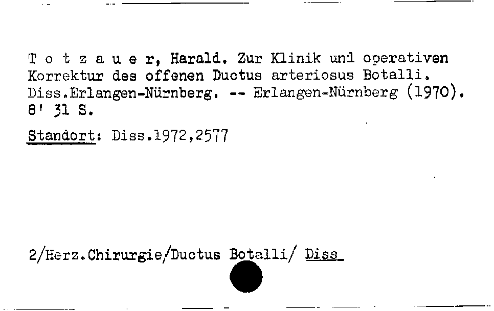 [Katalogkarte Dissertationenkatalog bis 1980]