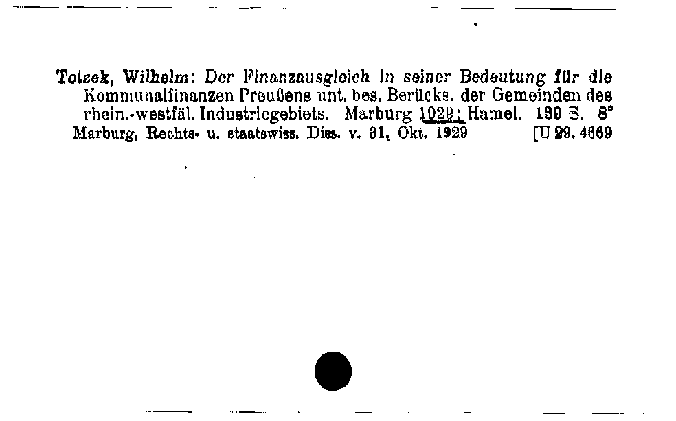 [Katalogkarte Dissertationenkatalog bis 1980]