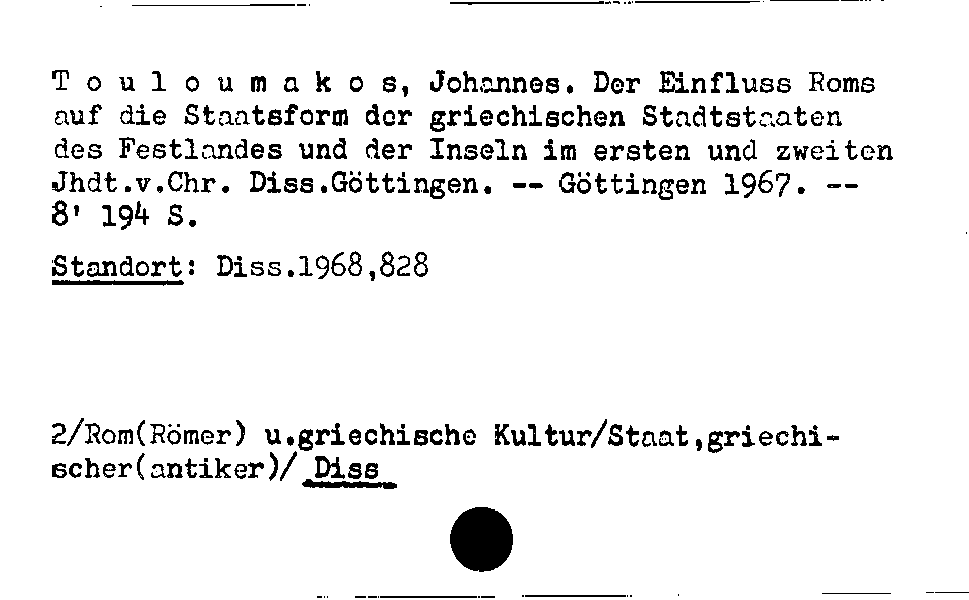 [Katalogkarte Dissertationenkatalog bis 1980]