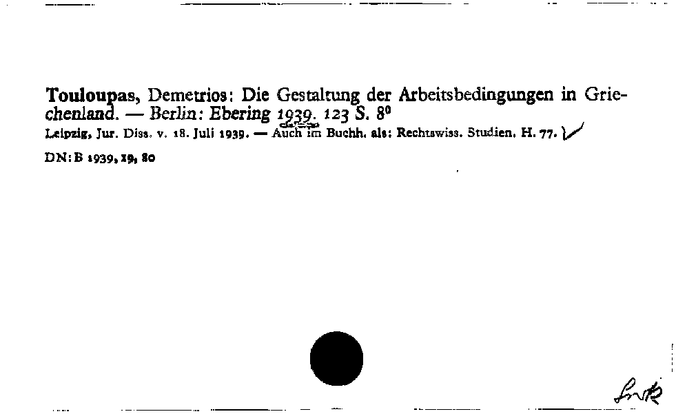 [Katalogkarte Dissertationenkatalog bis 1980]