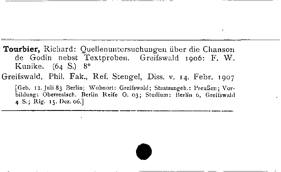 [Katalogkarte Dissertationenkatalog bis 1980]