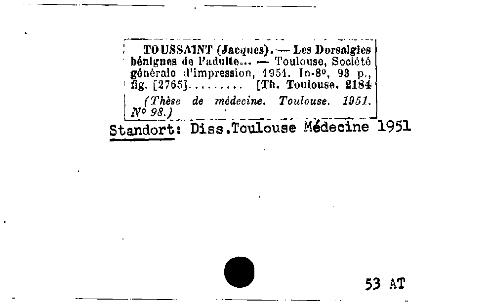 [Katalogkarte Dissertationenkatalog bis 1980]