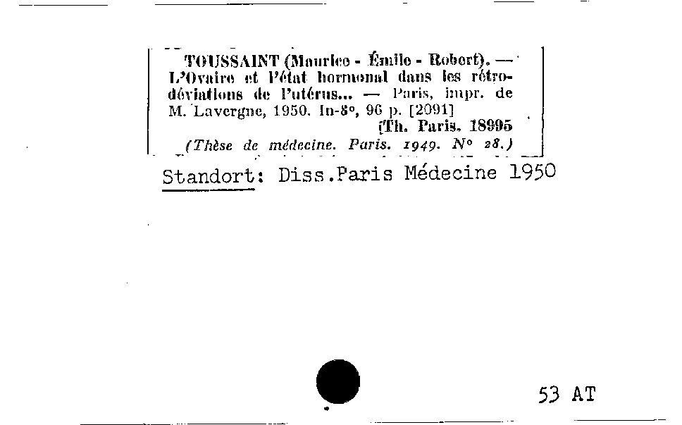 [Katalogkarte Dissertationenkatalog bis 1980]