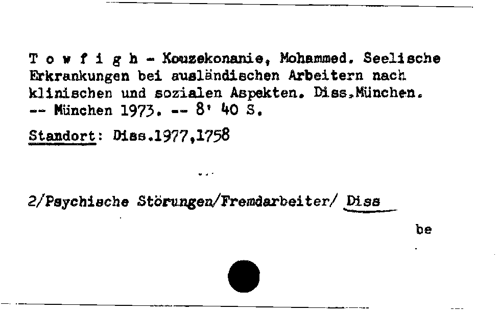 [Katalogkarte Dissertationenkatalog bis 1980]