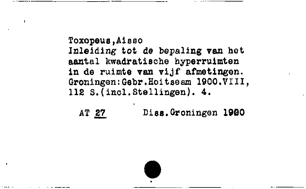 [Katalogkarte Dissertationenkatalog bis 1980]