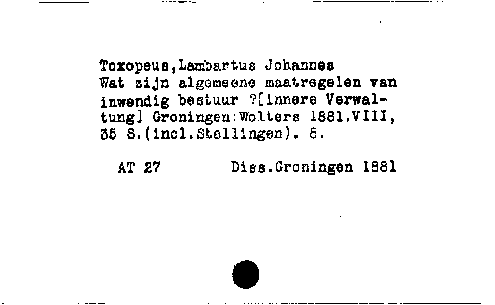 [Katalogkarte Dissertationenkatalog bis 1980]