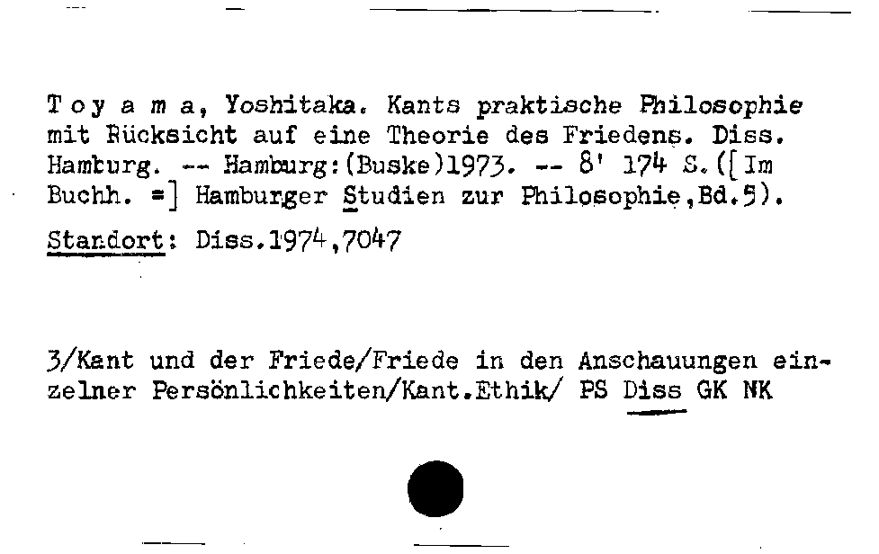 [Katalogkarte Dissertationenkatalog bis 1980]