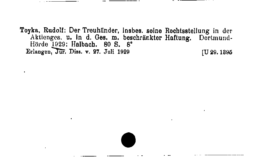 [Katalogkarte Dissertationenkatalog bis 1980]