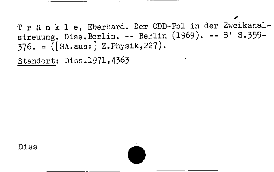 [Katalogkarte Dissertationenkatalog bis 1980]