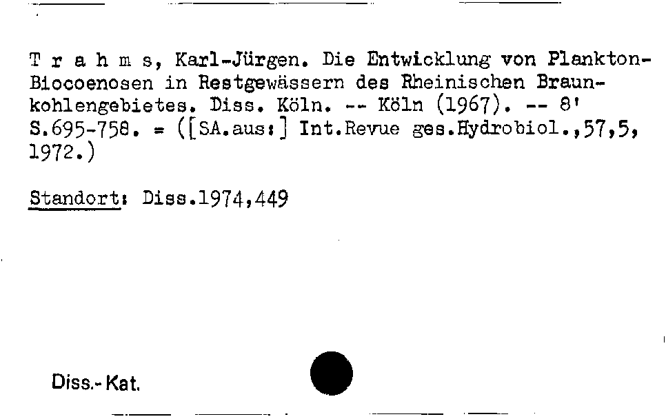 [Katalogkarte Dissertationenkatalog bis 1980]