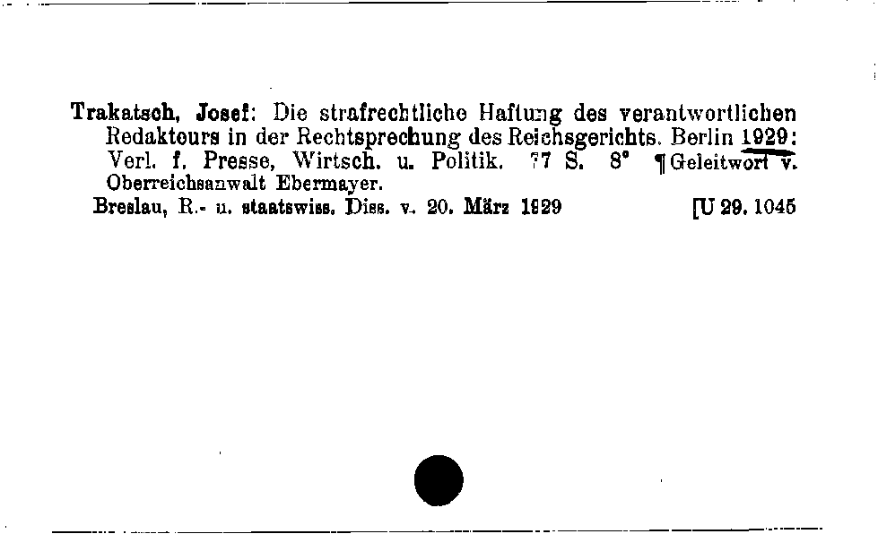 [Katalogkarte Dissertationenkatalog bis 1980]