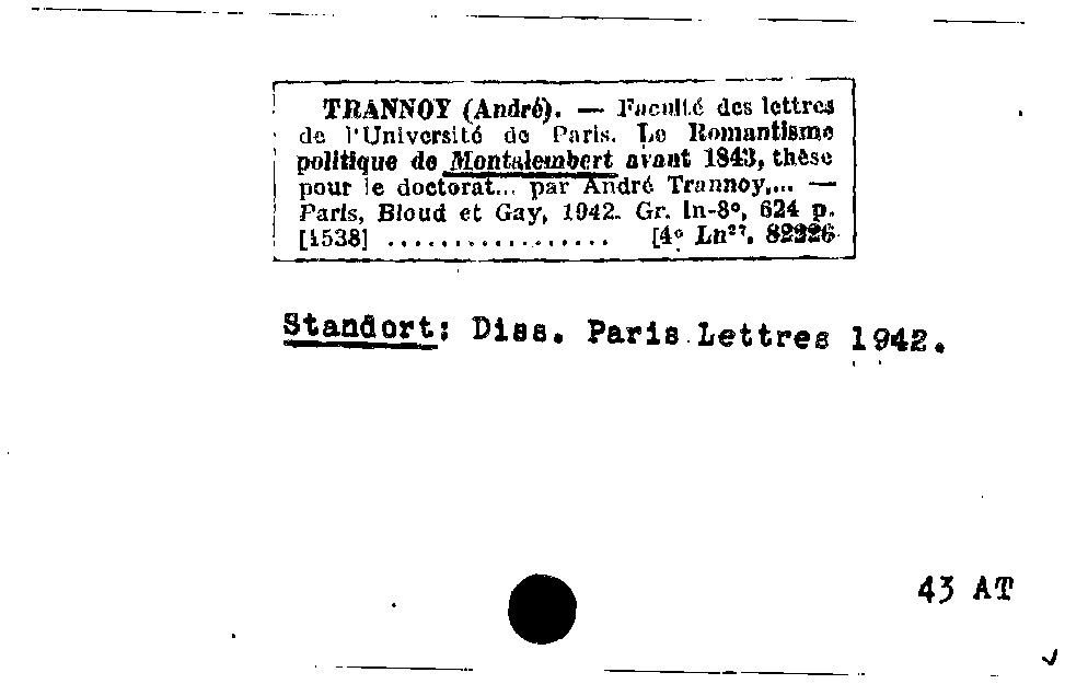 [Katalogkarte Dissertationenkatalog bis 1980]