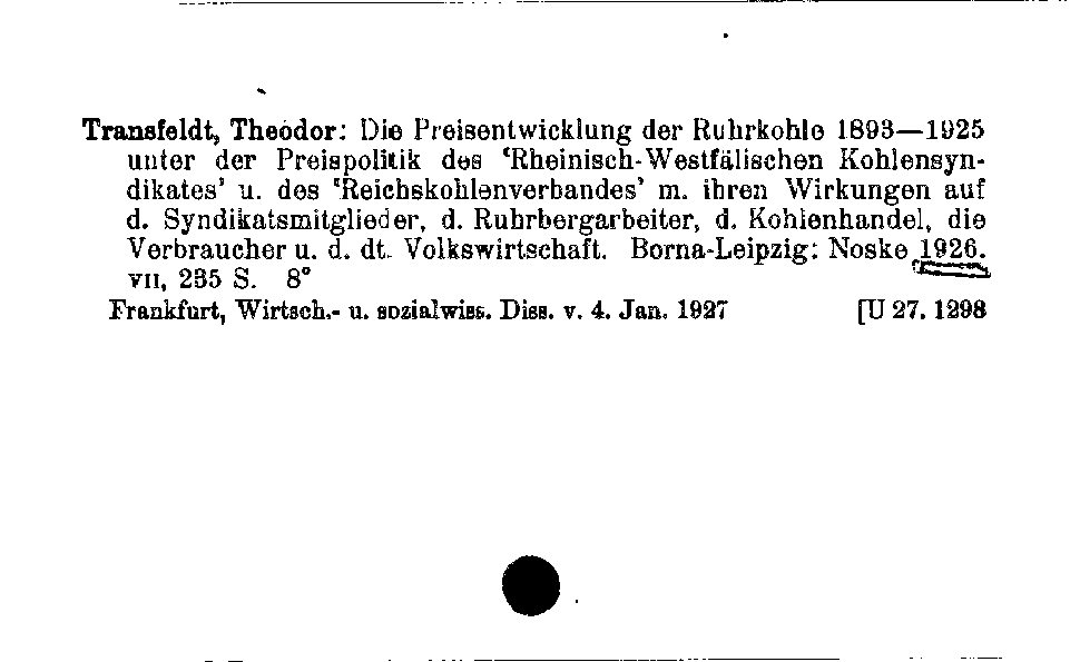 [Katalogkarte Dissertationenkatalog bis 1980]