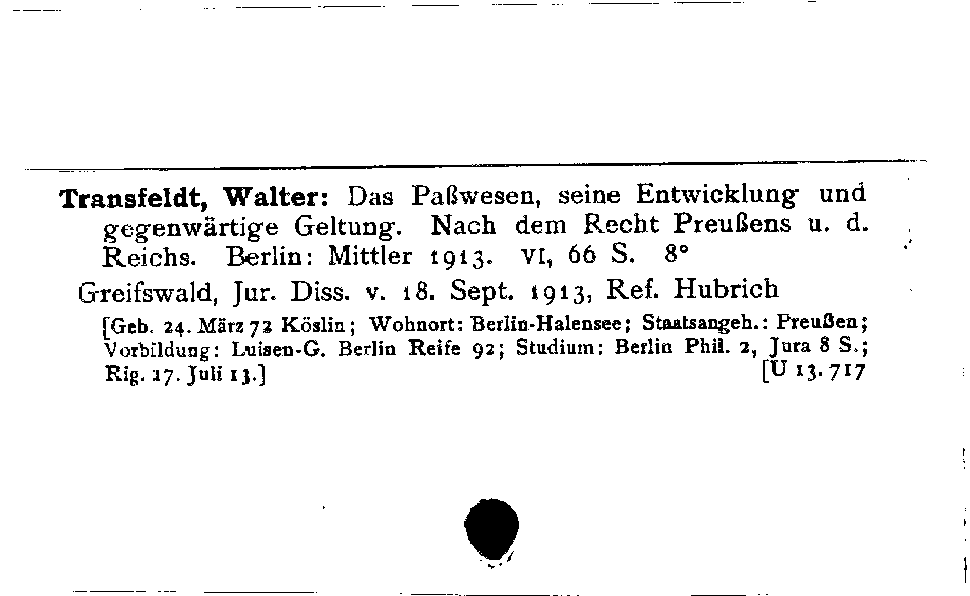 [Katalogkarte Dissertationenkatalog bis 1980]