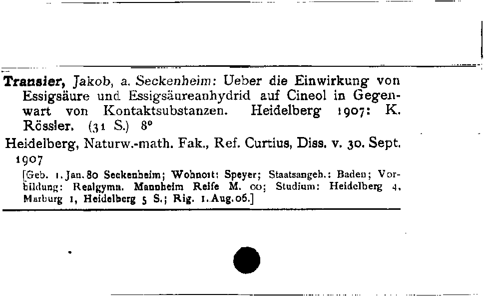 [Katalogkarte Dissertationenkatalog bis 1980]