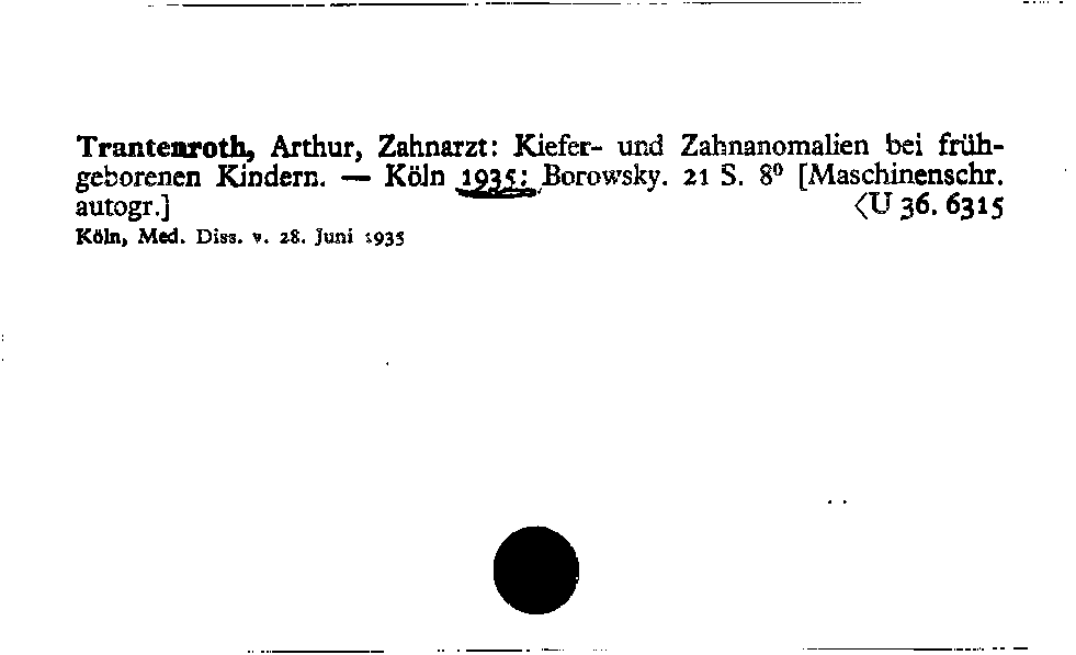 [Katalogkarte Dissertationenkatalog bis 1980]