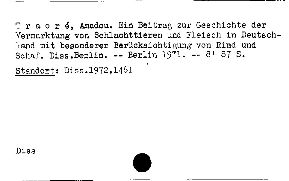 [Katalogkarte Dissertationenkatalog bis 1980]