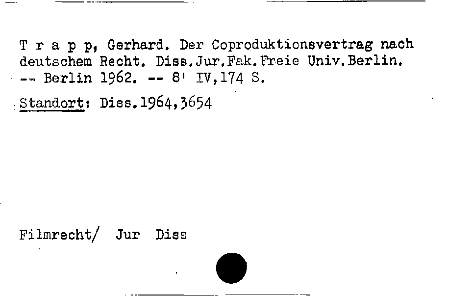 [Katalogkarte Dissertationenkatalog bis 1980]