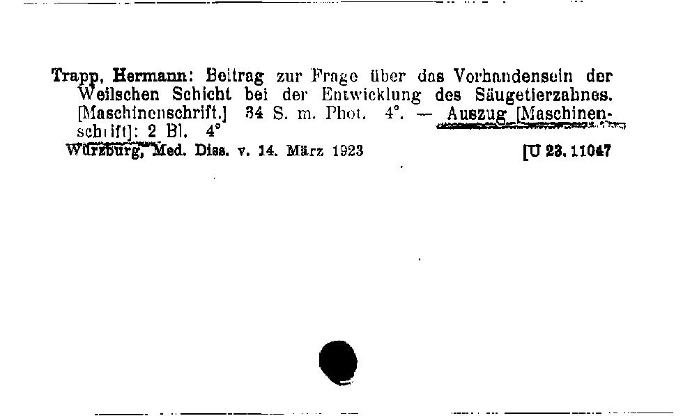 [Katalogkarte Dissertationenkatalog bis 1980]