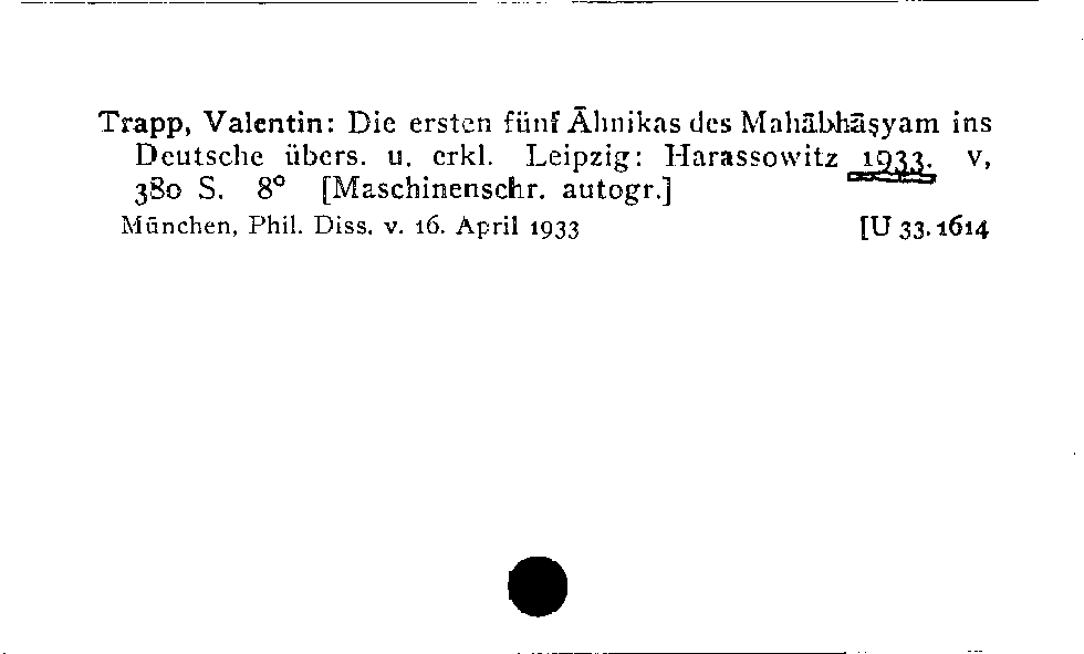 [Katalogkarte Dissertationenkatalog bis 1980]