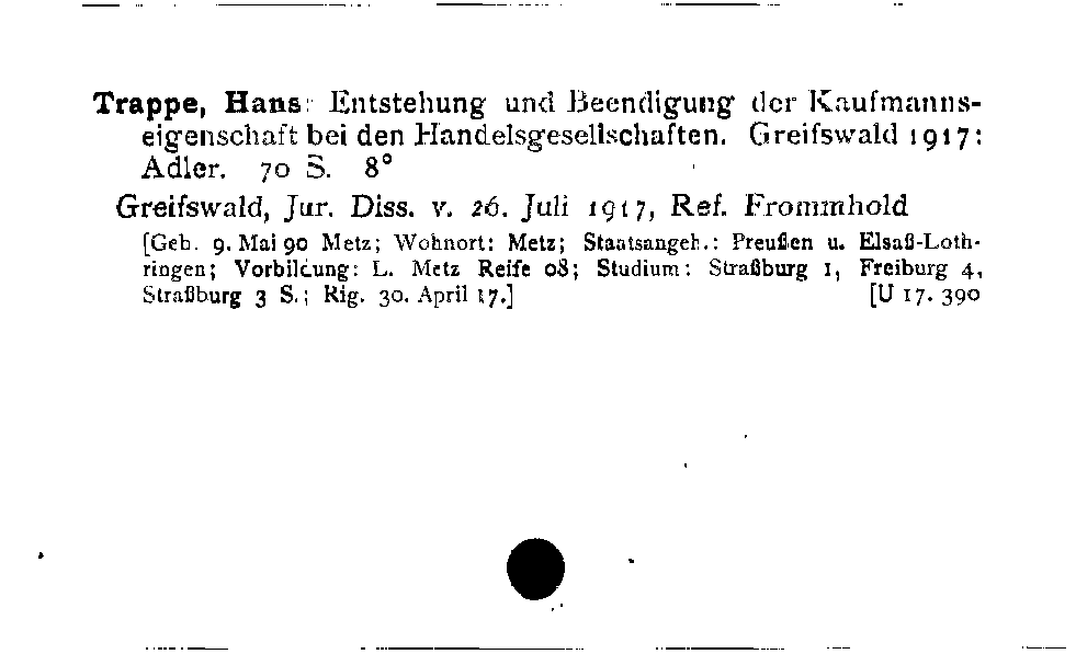 [Katalogkarte Dissertationenkatalog bis 1980]