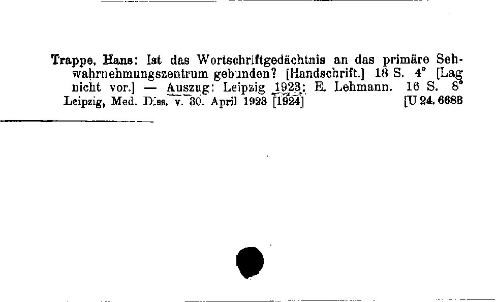 [Katalogkarte Dissertationenkatalog bis 1980]