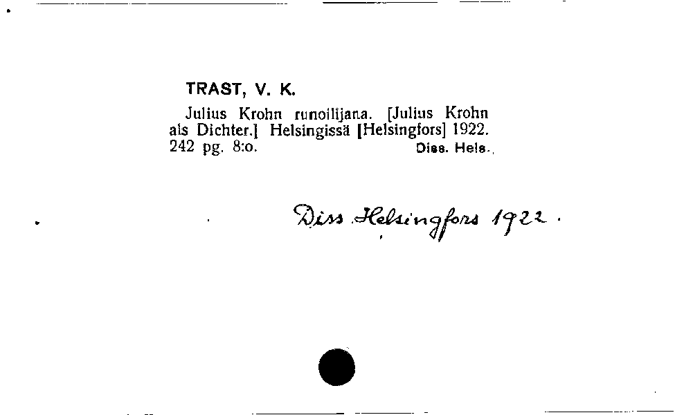 [Katalogkarte Dissertationenkatalog bis 1980]