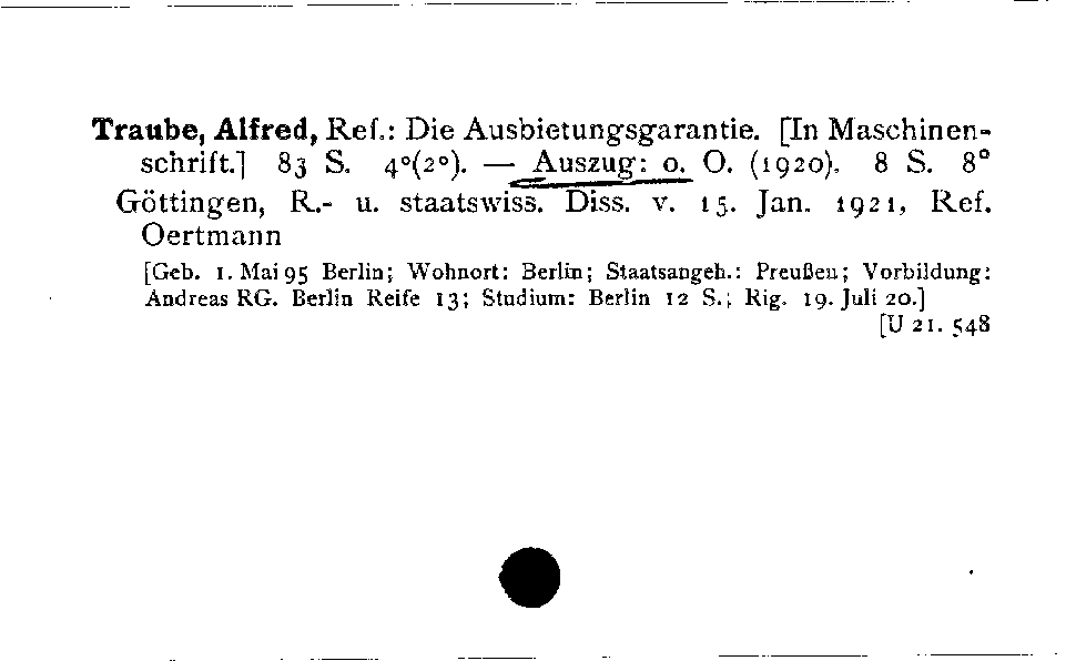 [Katalogkarte Dissertationenkatalog bis 1980]