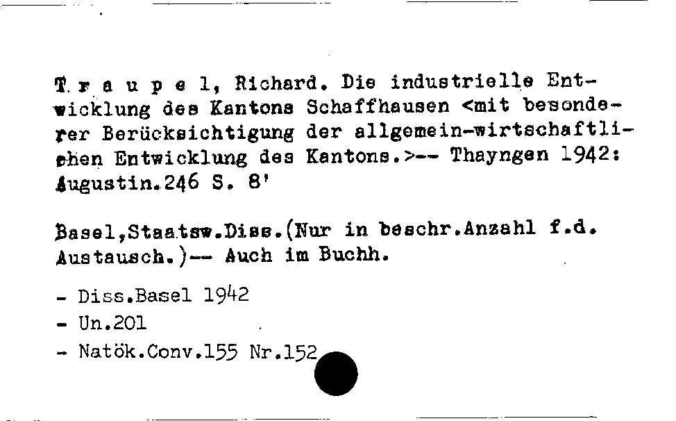 [Katalogkarte Dissertationenkatalog bis 1980]