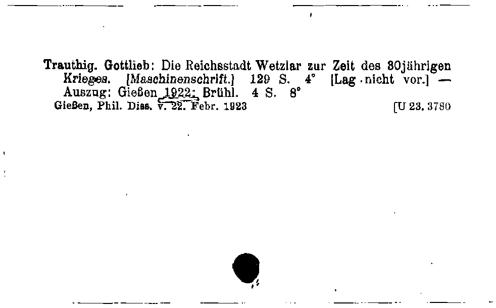 [Katalogkarte Dissertationenkatalog bis 1980]