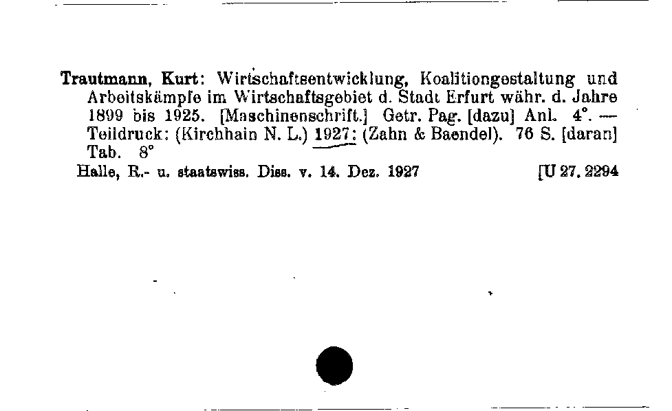 [Katalogkarte Dissertationenkatalog bis 1980]