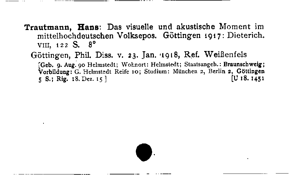 [Katalogkarte Dissertationenkatalog bis 1980]