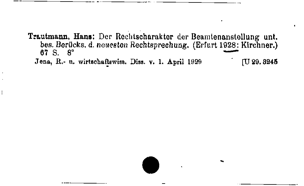 [Katalogkarte Dissertationenkatalog bis 1980]