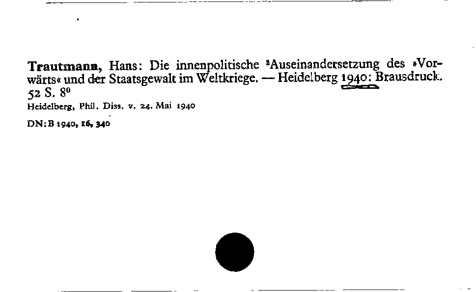 [Katalogkarte Dissertationenkatalog bis 1980]