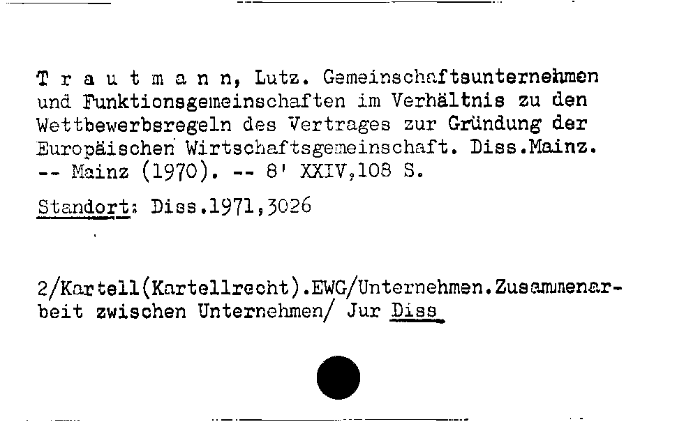 [Katalogkarte Dissertationenkatalog bis 1980]