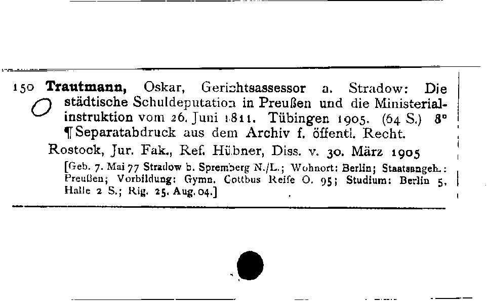 [Katalogkarte Dissertationenkatalog bis 1980]