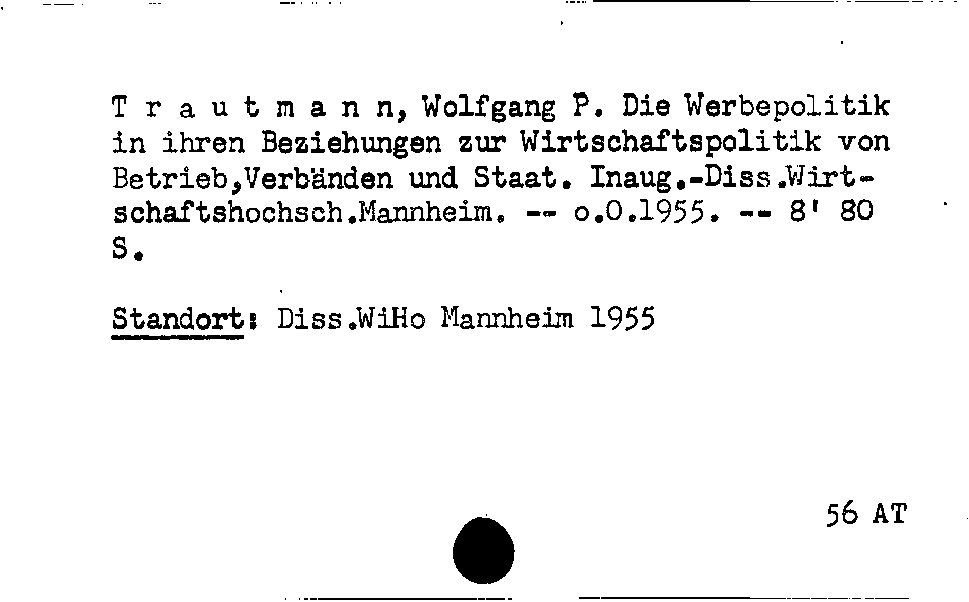 [Katalogkarte Dissertationenkatalog bis 1980]