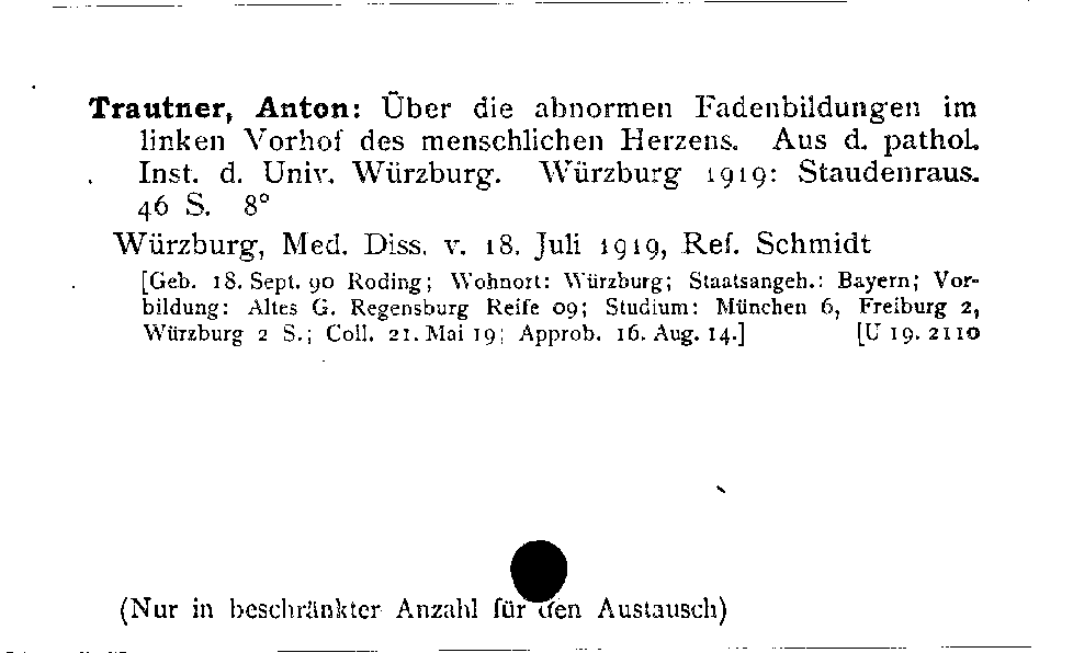 [Katalogkarte Dissertationenkatalog bis 1980]