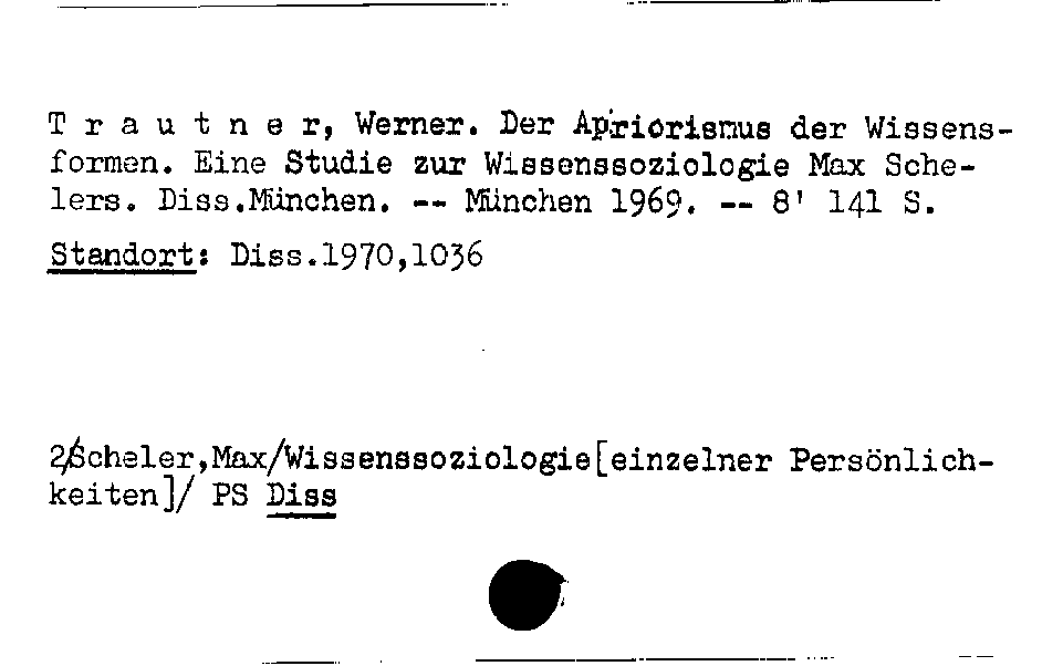 [Katalogkarte Dissertationenkatalog bis 1980]