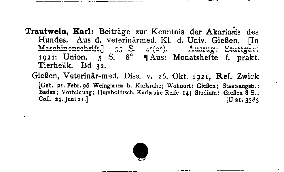 [Katalogkarte Dissertationenkatalog bis 1980]