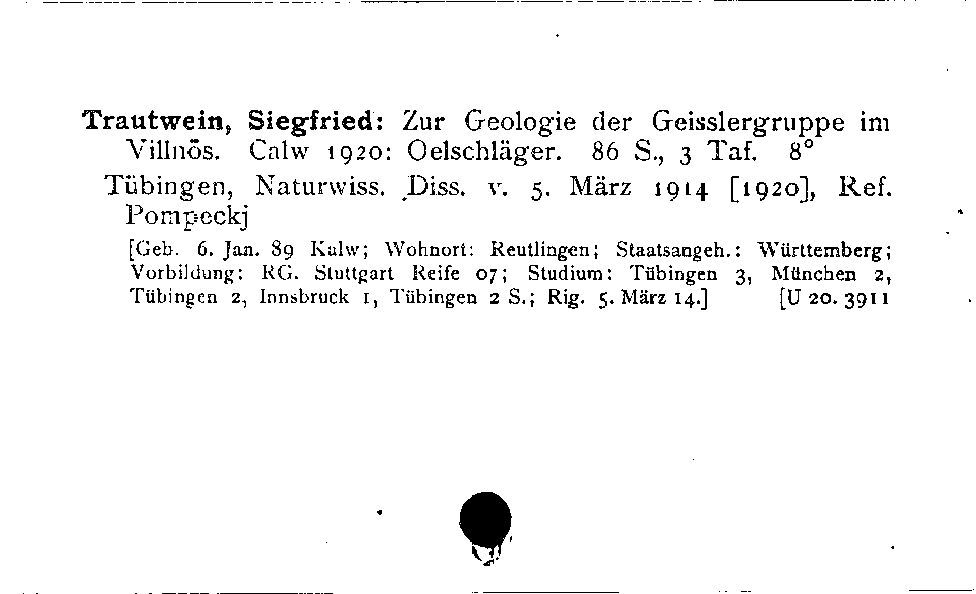 [Katalogkarte Dissertationenkatalog bis 1980]