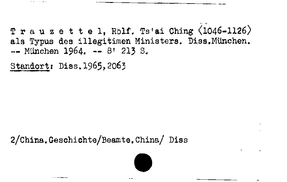 [Katalogkarte Dissertationenkatalog bis 1980]