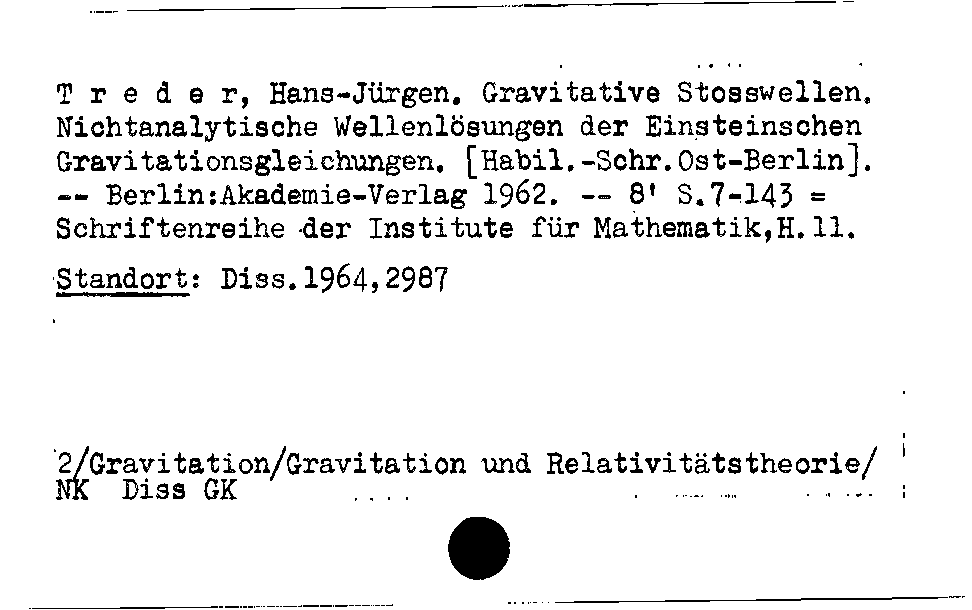 [Katalogkarte Dissertationenkatalog bis 1980]