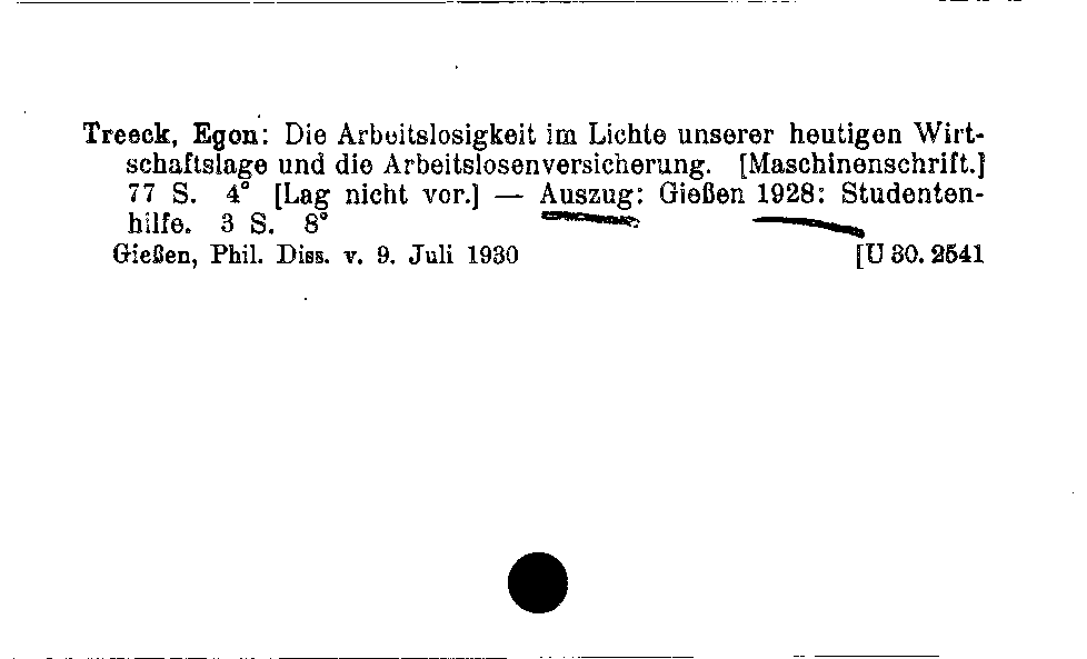 [Katalogkarte Dissertationenkatalog bis 1980]